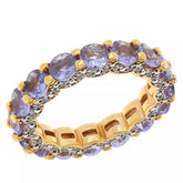 Rarities Sterling Silver Gold-clad Tanzanite & White Zircon Band Ring, Size 6